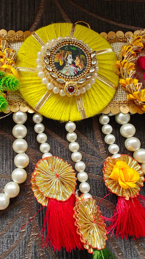 Handcrafted Yellow Radha Krishna Toran - Accessory
