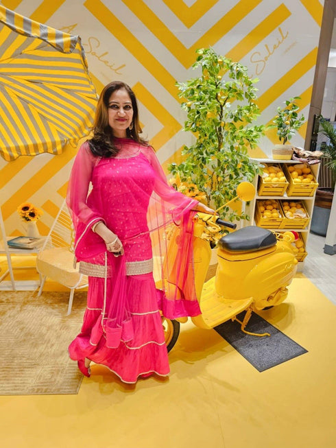 Hot Pink Sharara Set