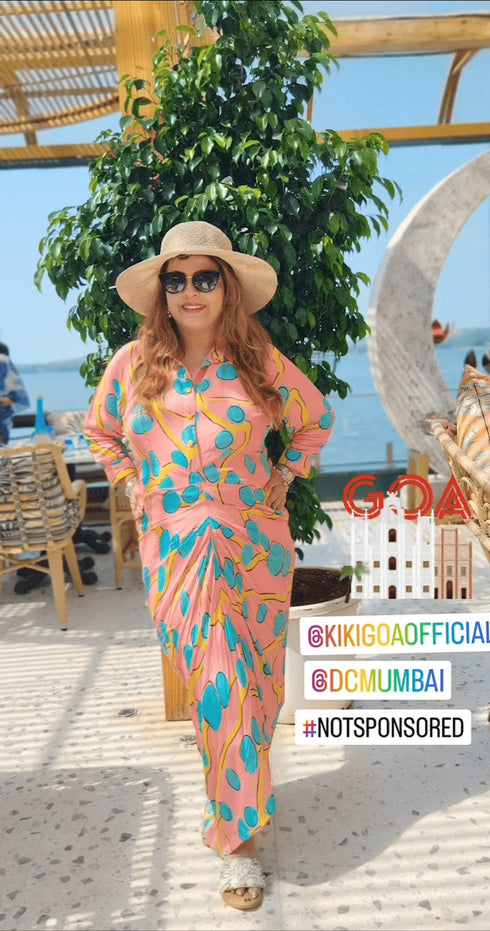 Tropical Pink Dress with Belt