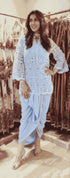 Blue Cutwork Kurta with Dhoti and Singlet