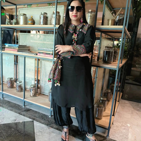 Black Pathani Dhoti Banjara Potli Set