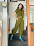 Moss Green 3 Piece Coord Set - Neckpiece included - Top