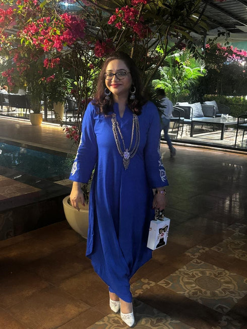 (@DivyankaTripathi) Royal Blue Embroidery Jumpsuit