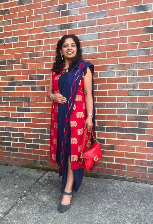 Red and Navy Blue Elephant Four Piece Set