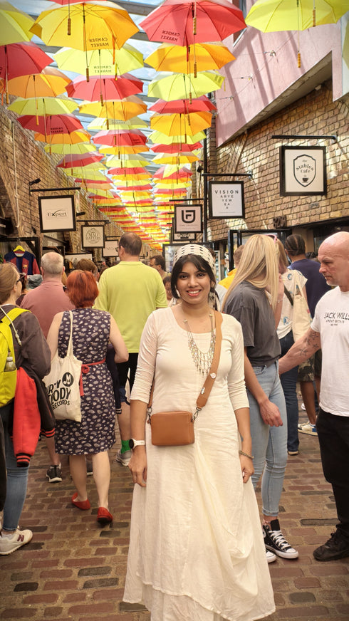 White Drape Dress with Scarf
