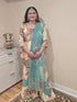 Teal Cream Sharara Set