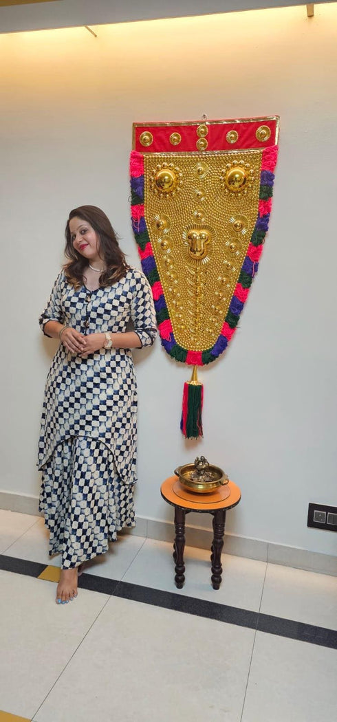 Smoky Green Checks Dhoti Skirt Dress