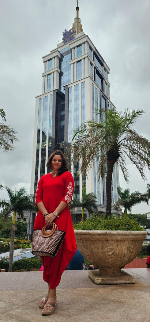 Red Embroidery Jumpsuit