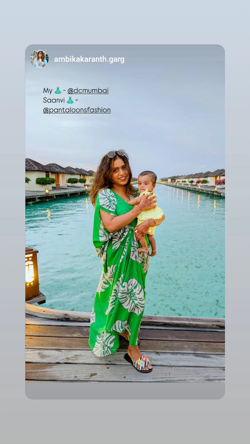 Green Leaf Kaftan One Piece Dress