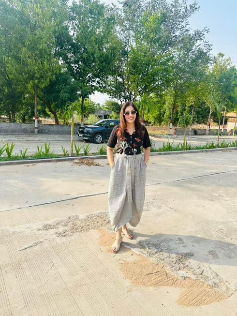 Quirky Black Shirt with Dhoti Skirt