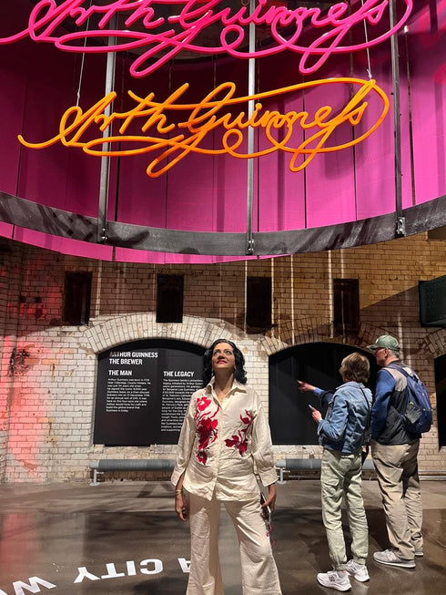 Rose Red Embroidery Off White Coord Set