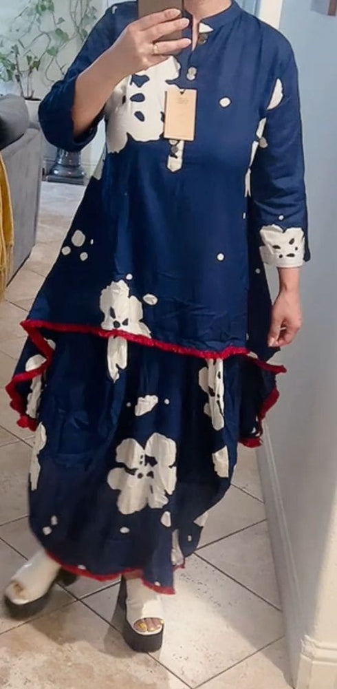 Blue Dhoti Skirt Dress