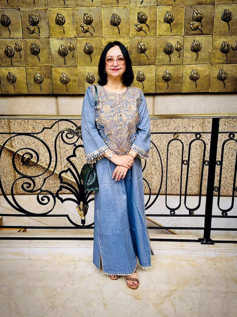 Denim Gold Kaftan Dress