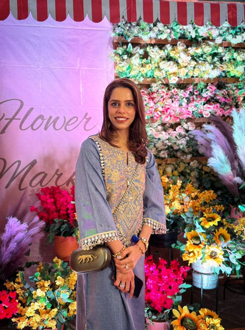 Denim Gold Kaftan Dress