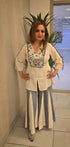 Embroidered Top With Kali Pants - Denim Look