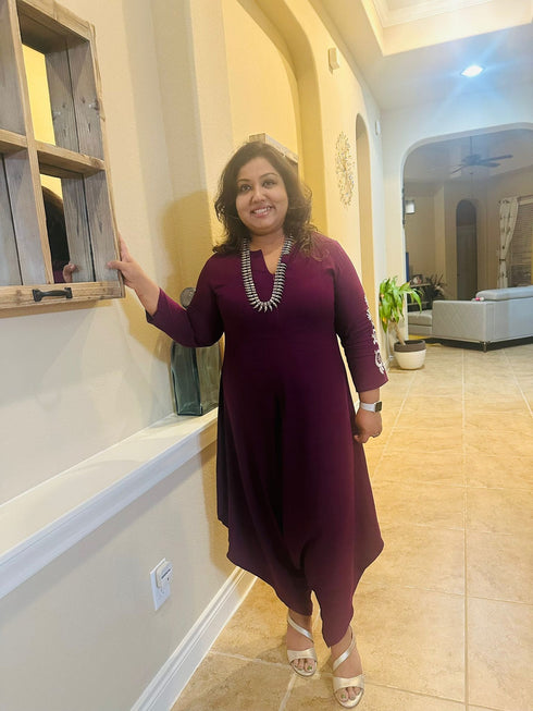 Purple Embroidery Jumpsuit