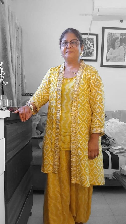 Yellow Dhoti Jacket Set