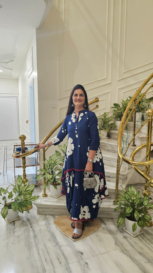 Blue Dhoti Skirt Dress