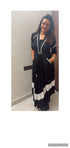 (Madhuri Dixit) Black Leather Patchwork Dress
