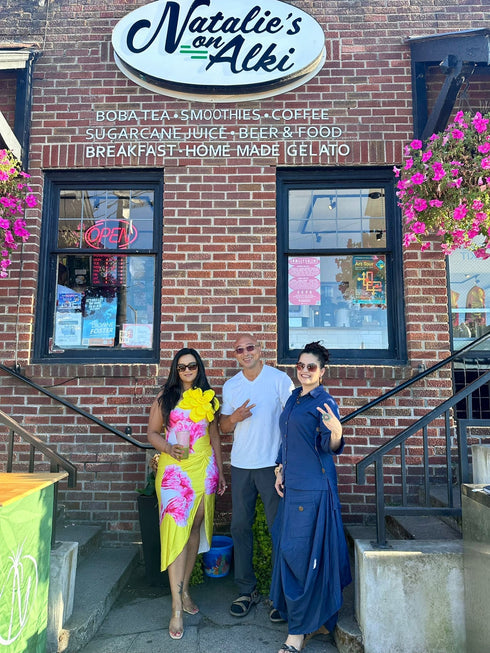 Navy Blue Drape Skirt Set For Women