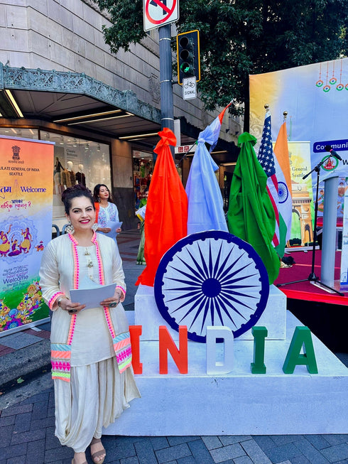 (@Madhuri Dixit) Neon White Dhoti Jacket Set