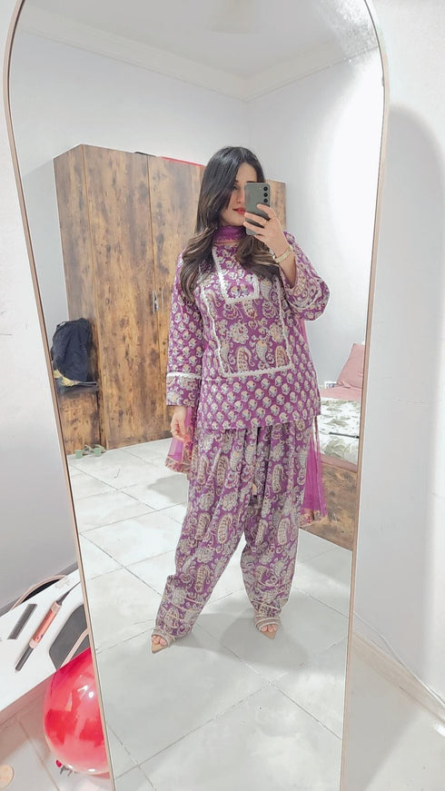 Jaipuri Purple Farshi Salwar Set