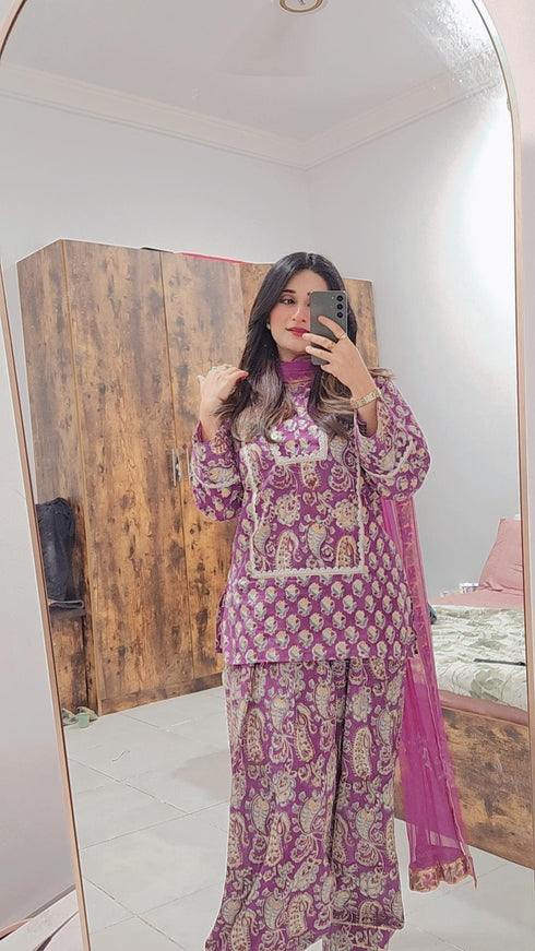 Jaipuri Purple Farshi Salwar Set