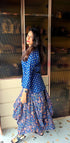 Jaipuri Blue Drape Skirt Set For Women