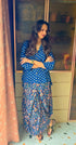 Jaipuri Blue Drape Skirt Set For Women