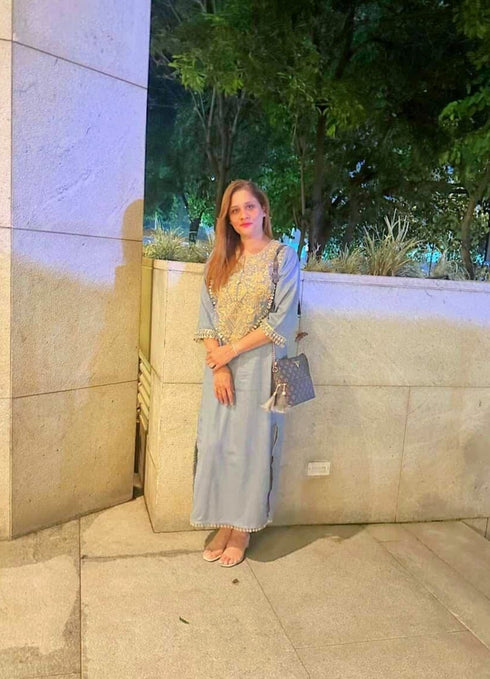 Denim Gold Kaftan Dress