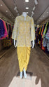 Yellow Cutwork Kurta with Dhoti and Singlet