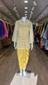 Yellow Cutwork Kurta with Dhoti and Singlet