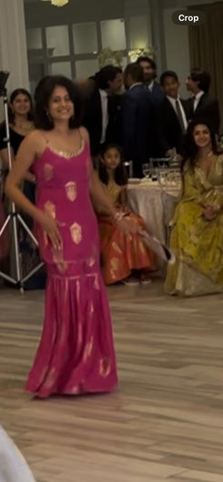 Crepe Hot Pink Gold Spaghetti Sharara Set