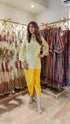 Yellow Cutwork Kurta with Dhoti and Singlet
