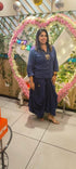 Navy Blue Drape Skirt Set For Women