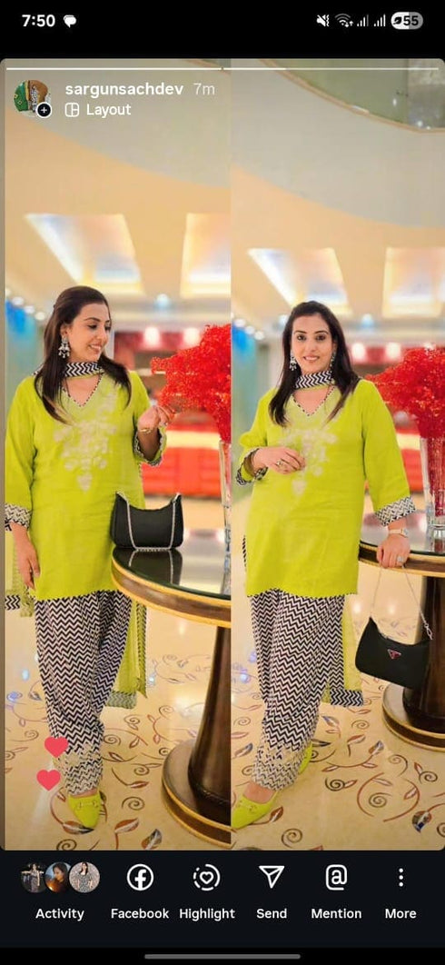 Neon Green Chevron Farshi Suit Set