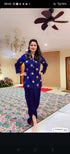 Gold Blue Short Kurta with Dhoti Skirt