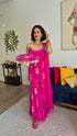 Crepe Hot Pink Gold Spaghetti Sharara Set