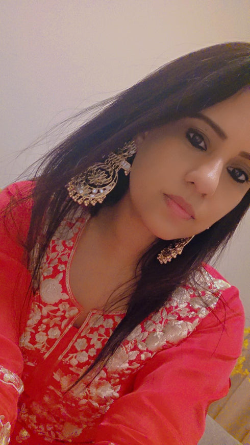 (@MasoomMinawala) Gold Chandbali Earrings - Gold Chand bali