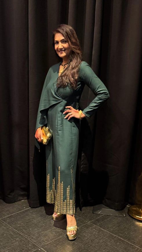 Raveena Drape Green Jumpsuit