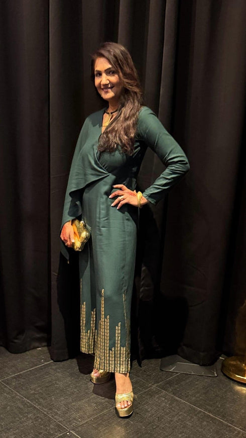 Raveena Drape Green Jumpsuit