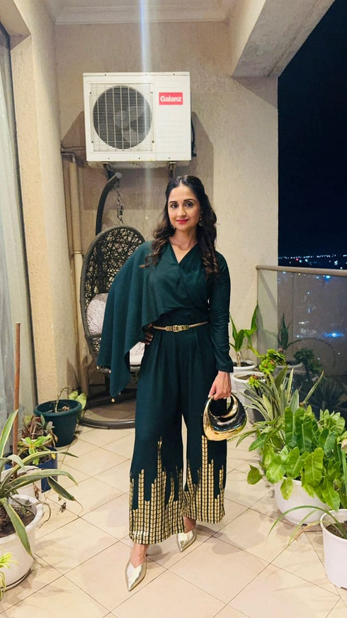 Raveena Drape Green Jumpsuit