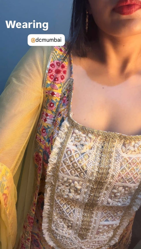 Spaghetti Yellow Jaipuri Sharara Set