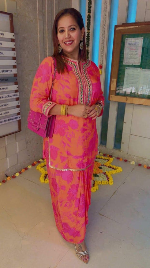 Punjabi Pink Dhoti Kurta Set