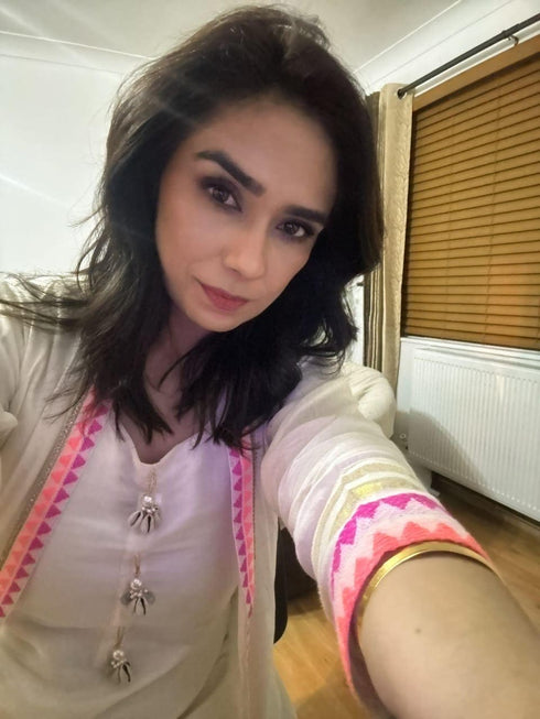 (@Madhuri Dixit) Neon White Dhoti Jacket Set