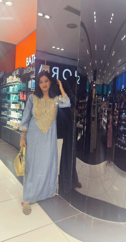 Denim Gold Kaftan Dress