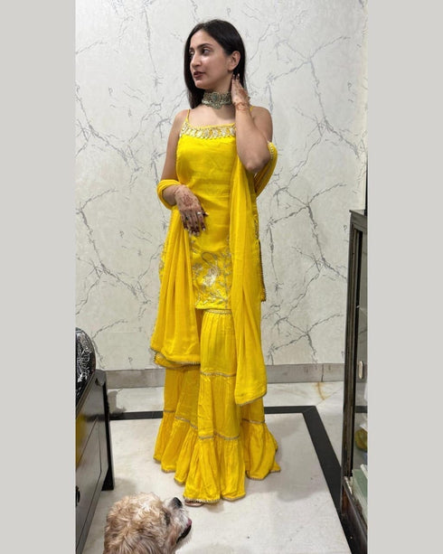 Mustard Sharara Set