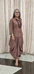 Onion Pink Drape Skirt Set For Women