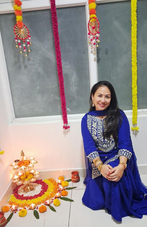 Royal Blue Sharara Set