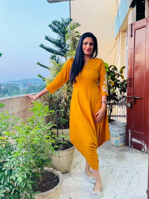 Mustard Embroidery Jumpsuit